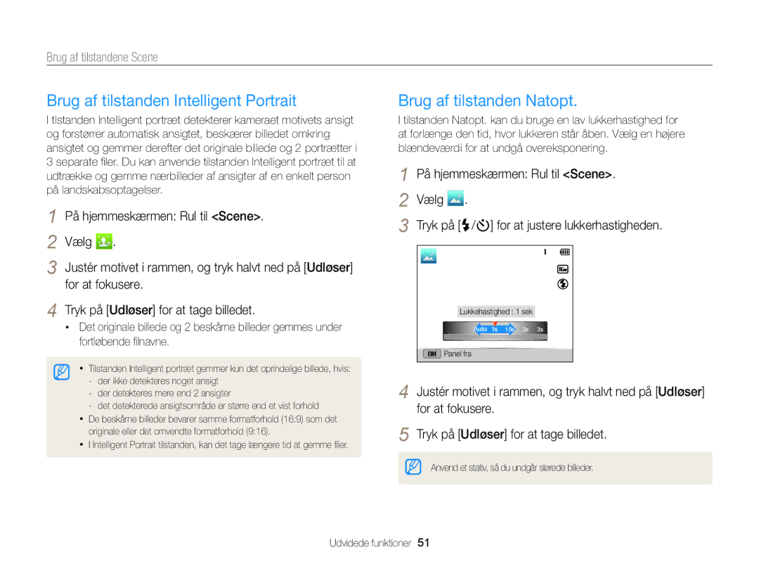 Samsung EC-DV300FBPRE2, EC-DV300ZBPUE2, EC-DV300ZBPBE2 Brug af tilstanden Intelligent Portrait, Brug af tilstanden Natopt 