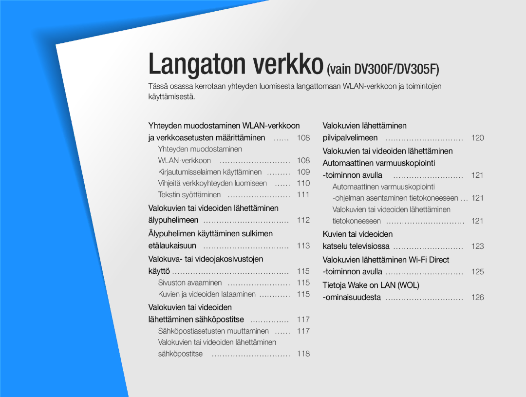 Samsung EC-DV300ZBPUE2, EC-DV300ZBPBE2 manual Yhteyden muodostaminen WLAN-verkkoon, Valokuva- tai videojakosivustojen 