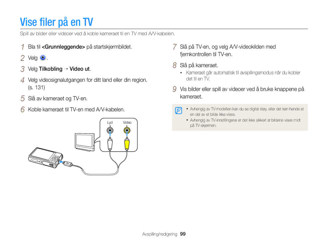 Samsung EC-DV300FBPRE2, EC-DV300ZBPUE2, EC-DV300ZBPBE2, EC-DV300FBPUE2, EC-DV300FBPBE2, EC-DV300ZBPRE2 manual Vise ﬁler på en TV 