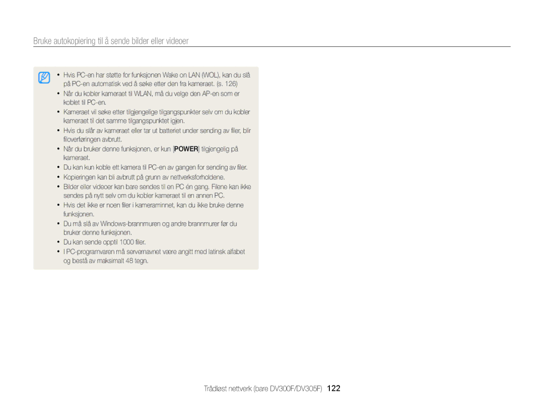 Samsung EC-DV300FBPBE2, EC-DV300ZBPUE2, EC-DV300ZBPBE2, EC-DV300FBPUE2 Bruke autokopiering til å sende bilder eller videoer 