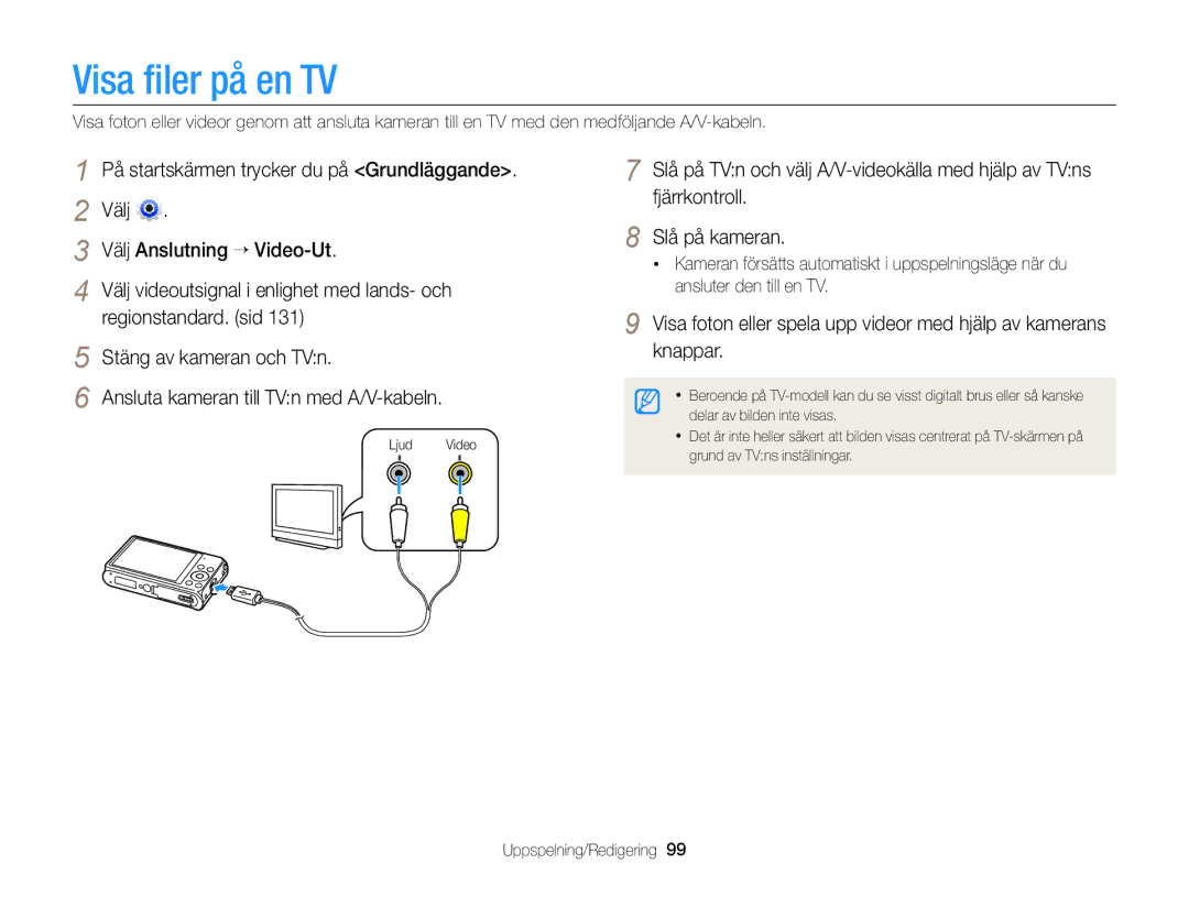 Samsung EC-DV300FBPRE2, EC-DV300ZBPUE2, EC-DV300ZBPBE2, EC-DV300FBPUE2, EC-DV300FBPBE2, EC-DV300ZBPRE2 manual Visa ﬁler på en TV 