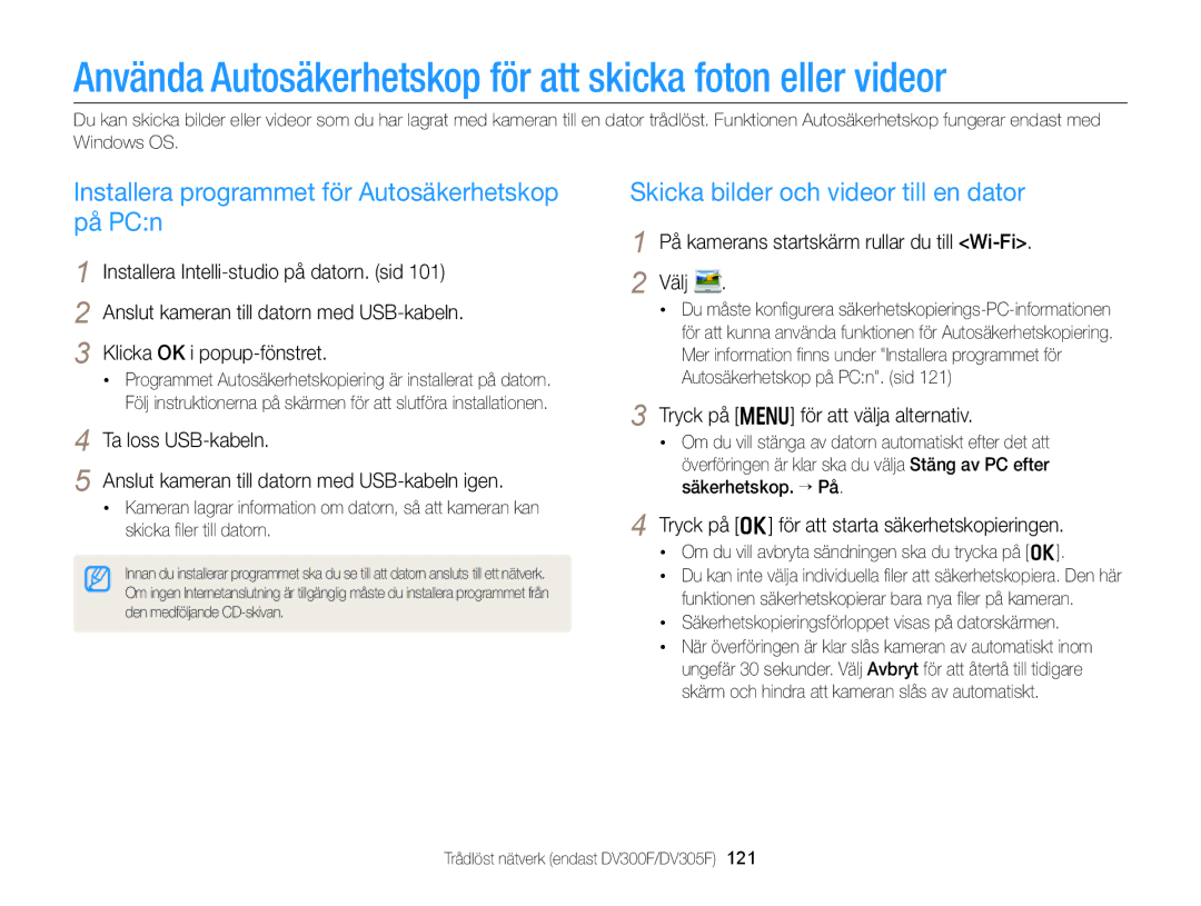 Samsung EC-DV300FBPUE2 Använda Autosäkerhetskop för att skicka foton eller videor, Skicka bilder och videor till en dator 