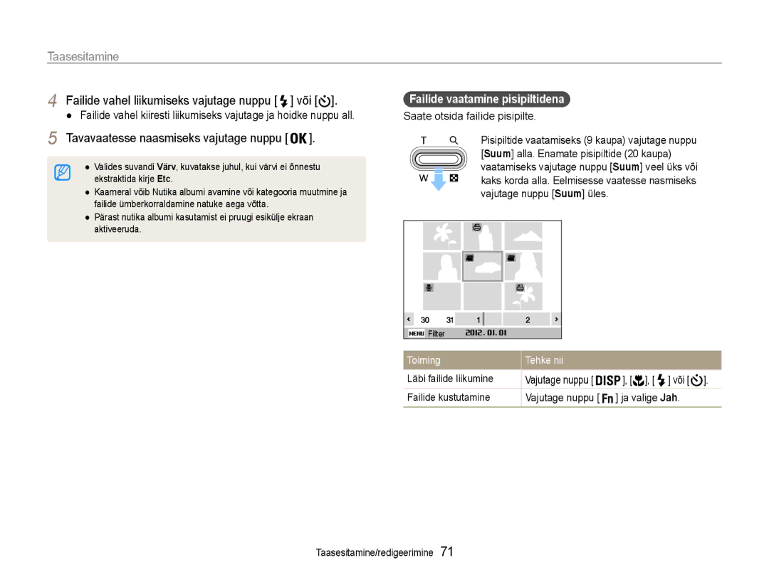 Samsung EC-DV90ZZBPBE2, EC-DV90ZZFPBE2 manual Failide vahel liikumiseks vajutage nuppu või, Ja valige Jah 