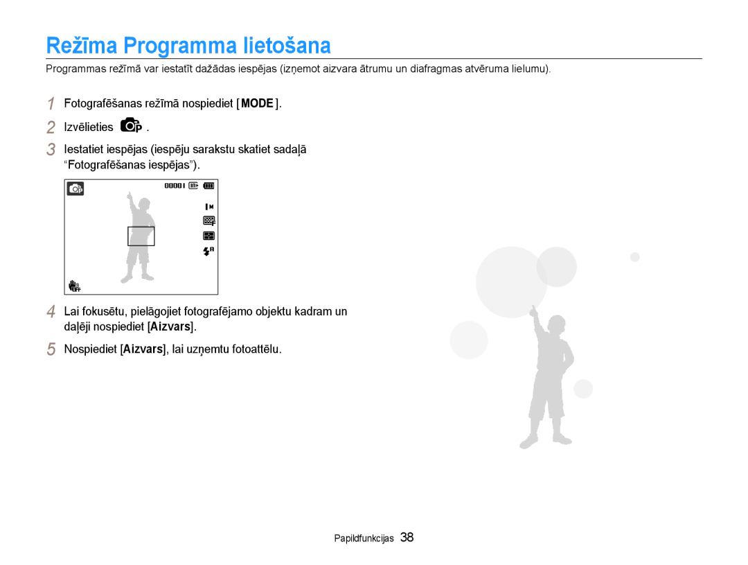 Samsung EC-DV90ZZFPBE2, EC-DV90ZZBPBE2 manual Režīma Programma lietošana 