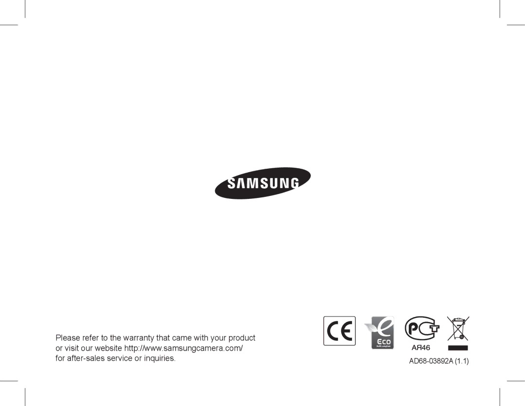 Samsung EC-ES10ZBBA/FR, EC-ES10ZWBA/FR, EC-ES10ZPBA/FR, EC-ES10ZSBA/FR, EC-ES10ZSBA/IT, EC-ES10ZBBA/IT manual AD68-03892A 