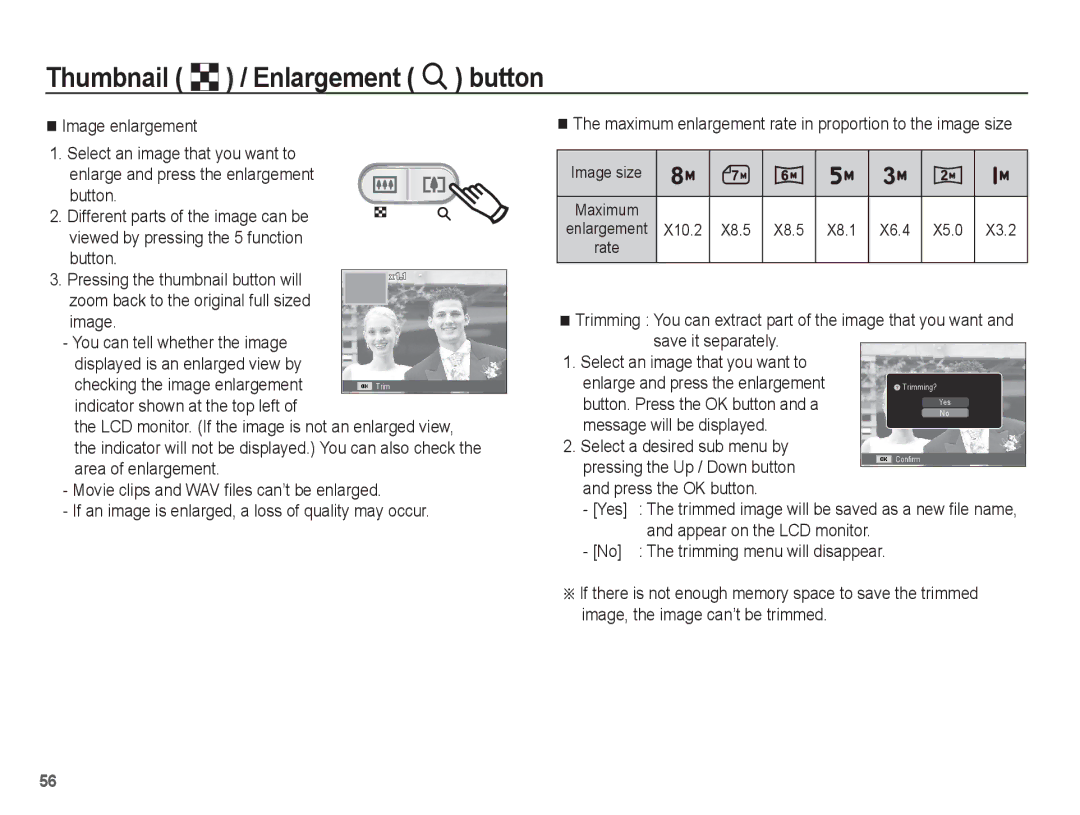 Samsung EC-ES10ZBBA/ES, EC-ES10ZBBA/FR manual Image enlargement, Save it separately Select an image that you want to 