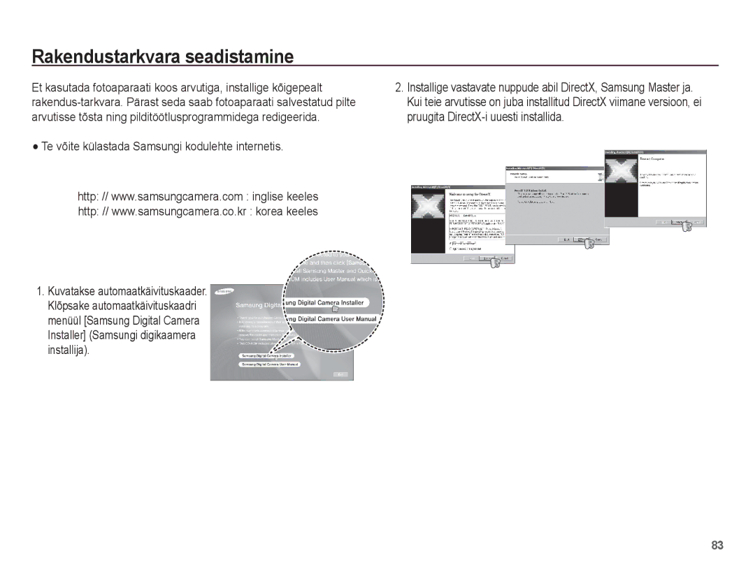 Samsung EC-ES10ZBBA/RU, EC-ES10ZSBA/RU manual Rakendustarkvara seadistamine 