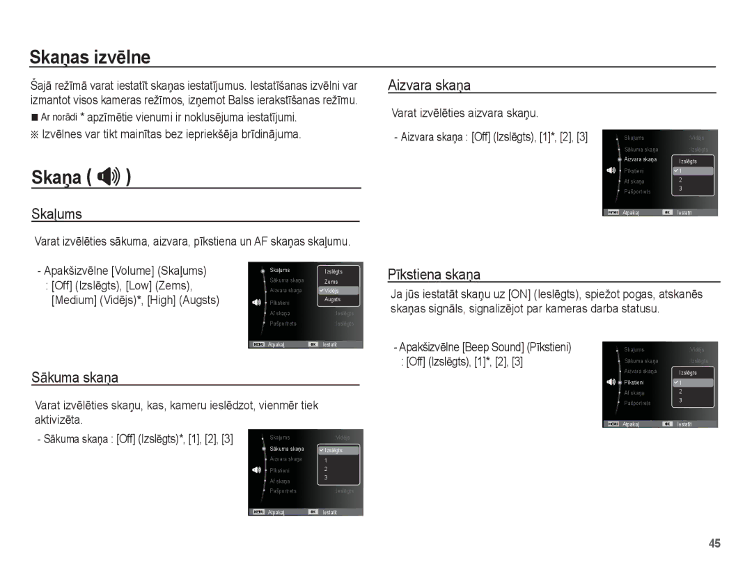 Samsung EC-ES10ZBBA/RU, EC-ES10ZSBA/RU manual SkaƼas izvƝlne, SkaƼa  