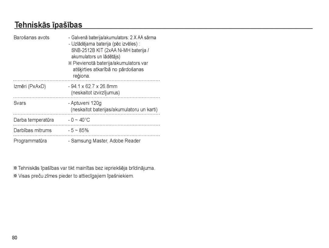 Samsung EC-ES10ZSBA/RU manual Barošanas avots, Akumulators un lƗdƝtƗjs, AtšƷirties atkarƯbƗ no pƗrdošanas, ReƧiona, ~ 40C 