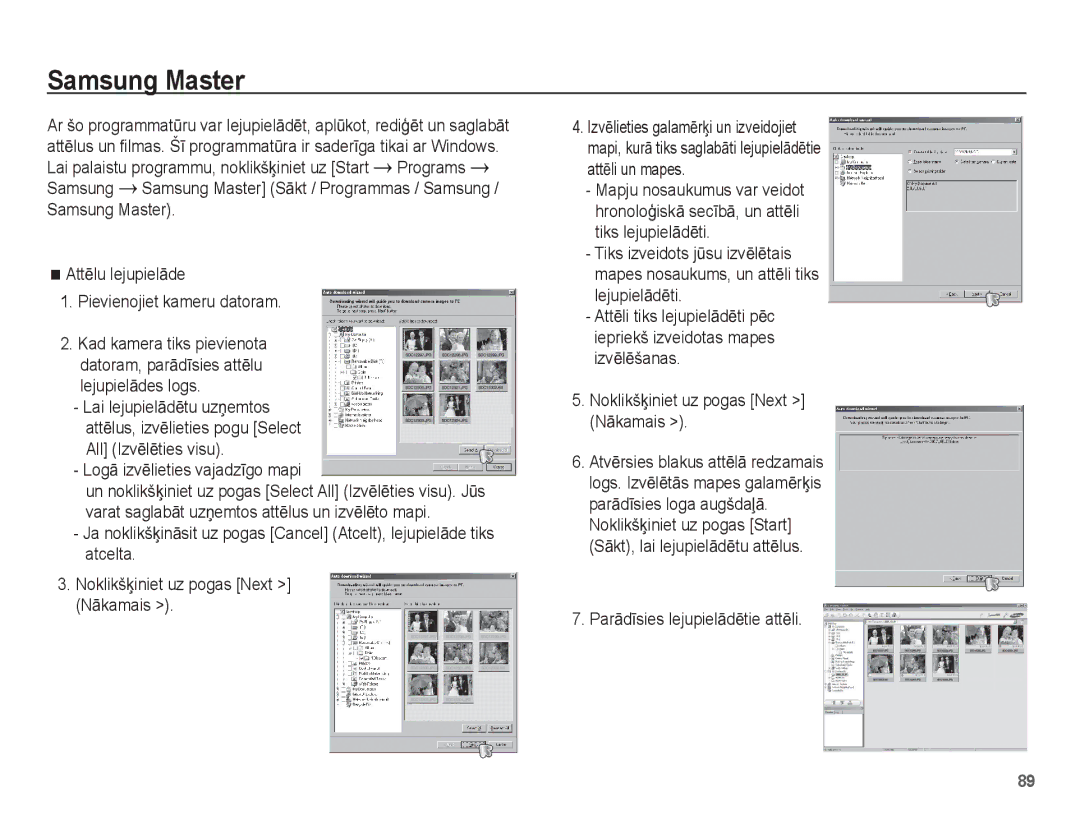 Samsung EC-ES10ZBBA/RU, EC-ES10ZSBA/RU Samsung Master, LogƗ izvƝlieties vajadzƯgo mapi, ParƗdƯsies lejupielƗdƝtie attƝli 