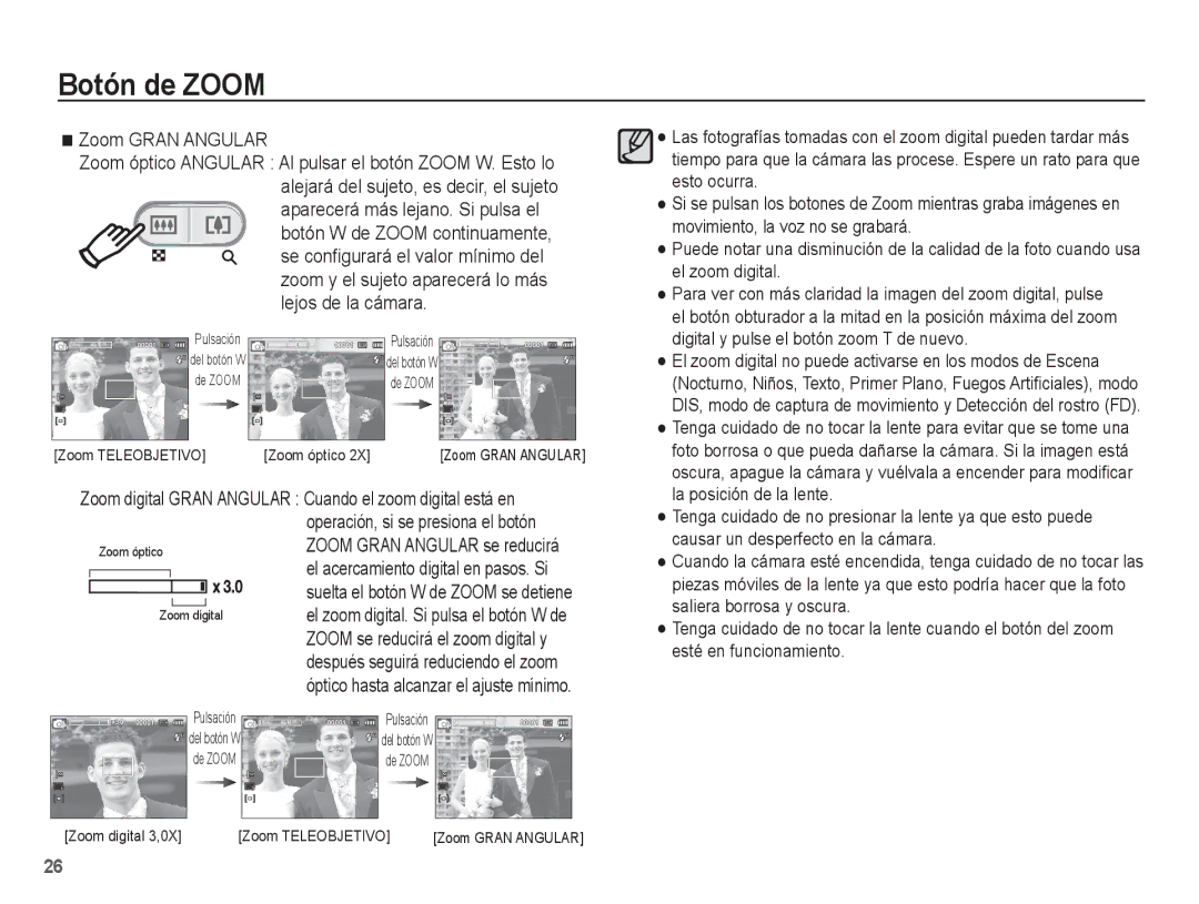 Samsung EC-ES10ZBBA/E1, EC-ES10ZPBA/E1, EC-ES10ZWBA/ZA, EC-ES10ZSBA/ZA, EC-ES10ZWBA/ES Operación, si se presiona el botón 