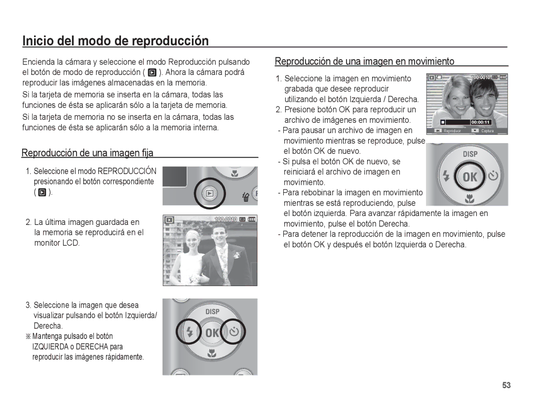 Samsung EC-ES10ZBBA/ES, EC-ES10ZPBA/E1, EC-ES10ZWBA/ZA Inicio del modo de reproducción, Reproducción de una imagen fija 