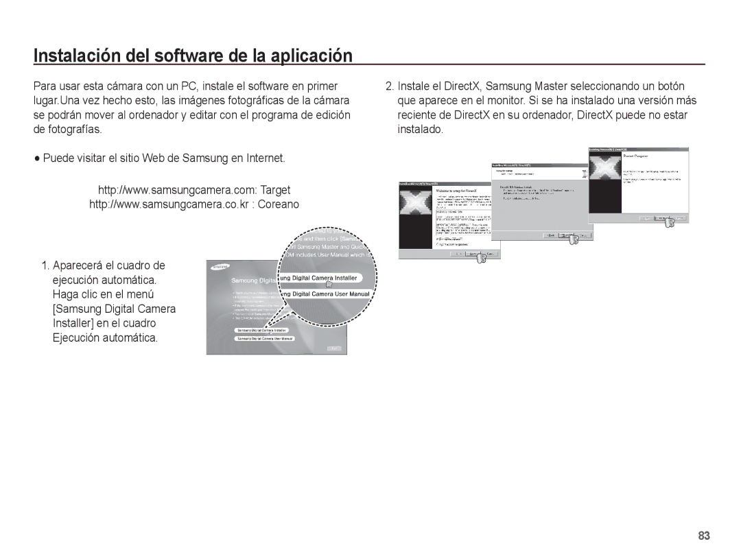 Samsung EC-ES10ZSBA/ES, EC-ES10ZPBA/E1, EC-ES10ZWBA/ZA, EC-ES10ZSBA/ZA manual Instalación del software de la aplicación 