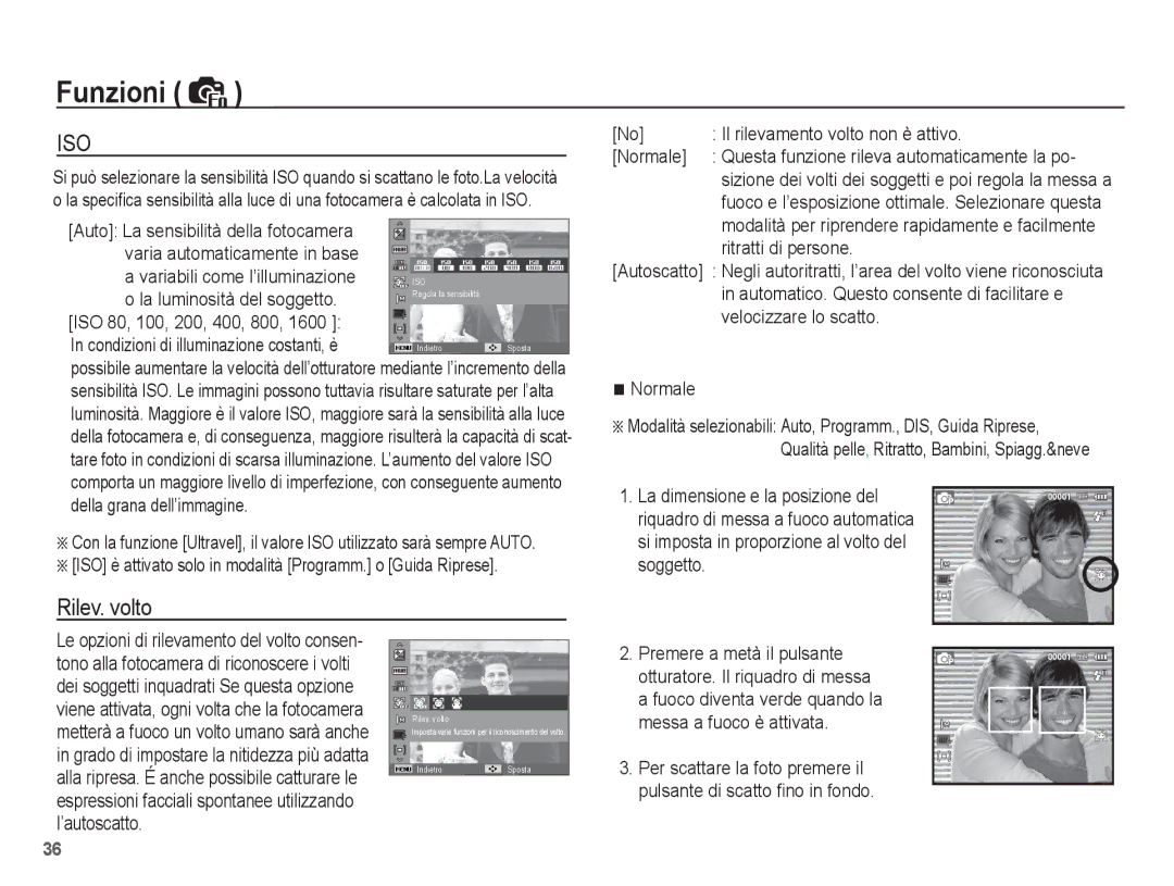 Samsung EC-ES10ZBBA/IT, EC-ES10ZSBA/IT manual Rilev. volto 