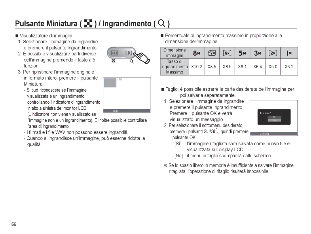 Samsung EC-ES10ZBBA/IT Pulsante Miniatura º / Ingrandimento í, Visualizzatore di immagini, Premere il pulsante OK e verrà 