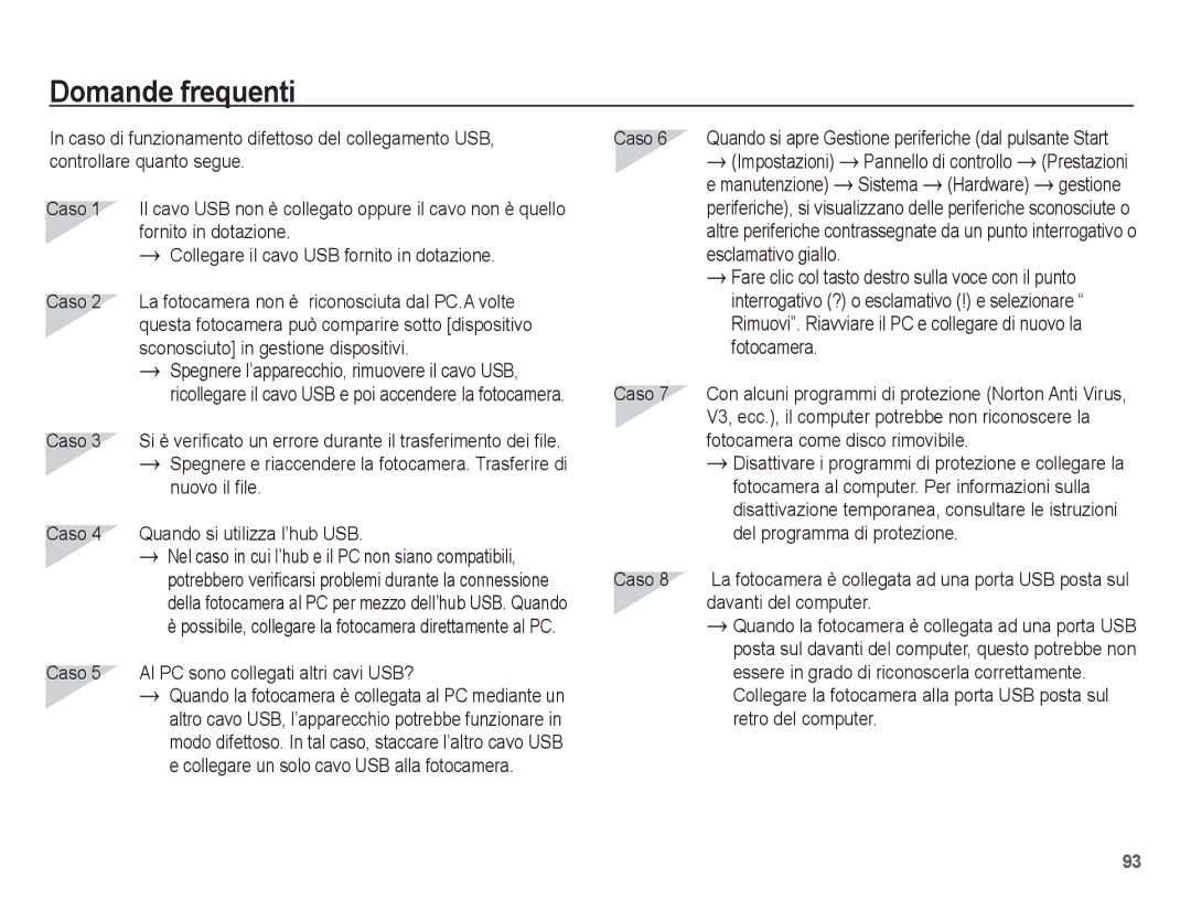 Samsung EC-ES10ZSBA/IT, EC-ES10ZBBA/IT manual Domande frequenti 