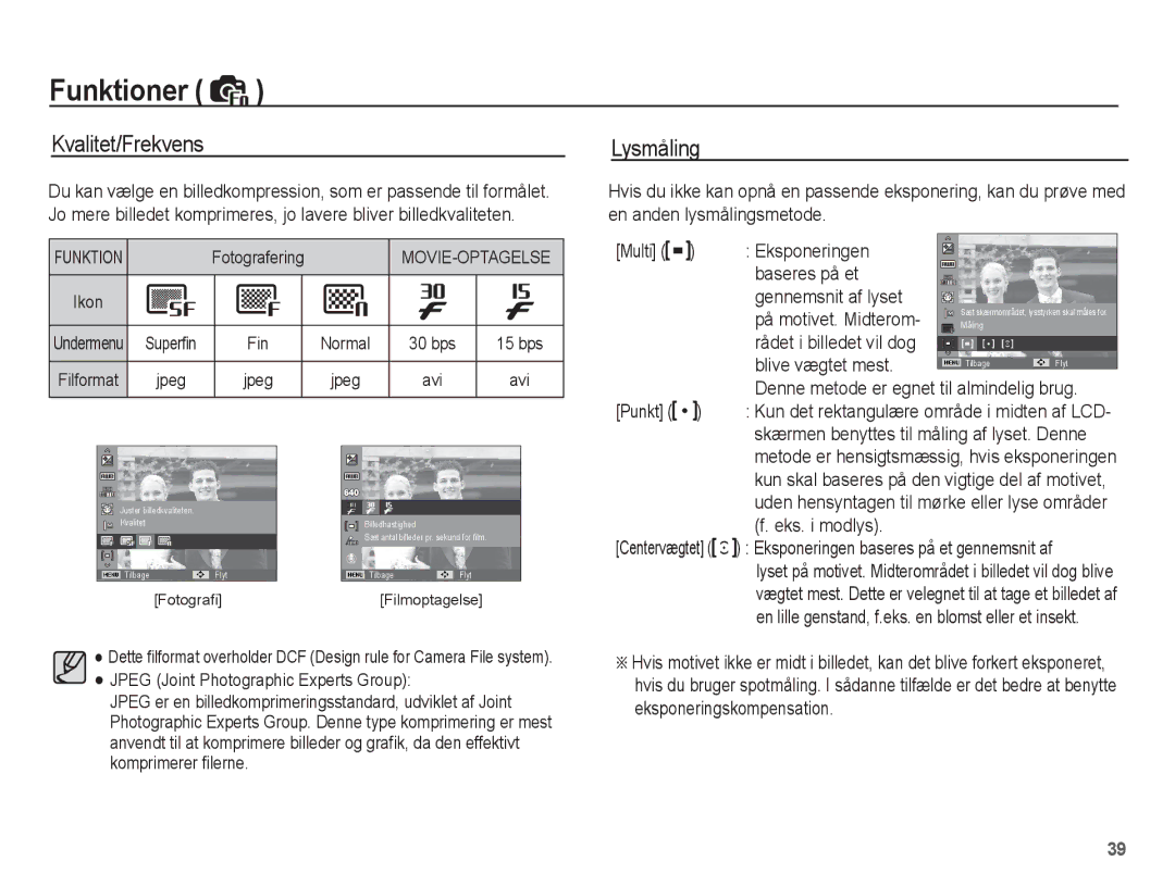 Samsung EC-ES15ZBBA/E2, EC-ES15ZWBA/E2 Eksponeringen Baseres på et Gennemsnit af lyset, Blive vægtet mest, Eks. i modlys 