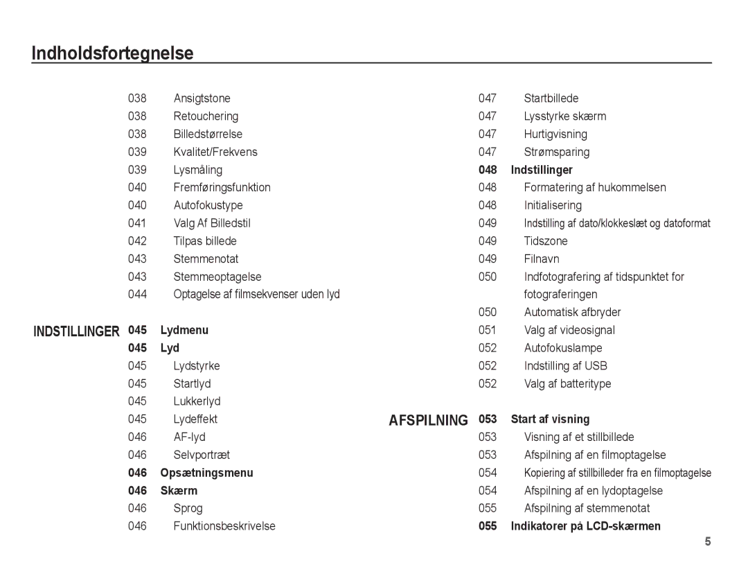 Samsung EC-ES15ZSBA/E2, EC-ES15ZBBA/E2, EC-ES15ZWBA/E2 manual Valg af videosignal, 054, Indfotografering af tidspunktet for 