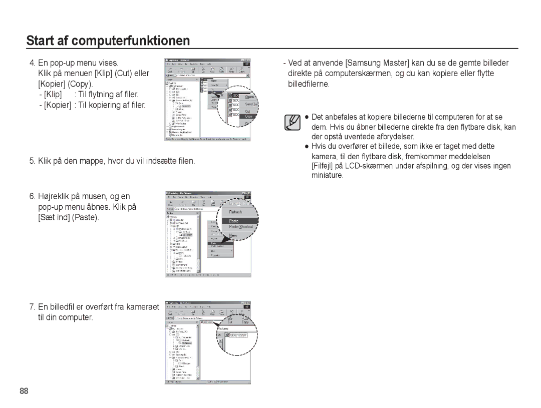 Samsung EC-ES15ZWBA/E2, EC-ES15ZBBA/E2, EC-ES15ZSBA/E2, EC-ES15ZPBA/E2 manual Til flytning af filer 