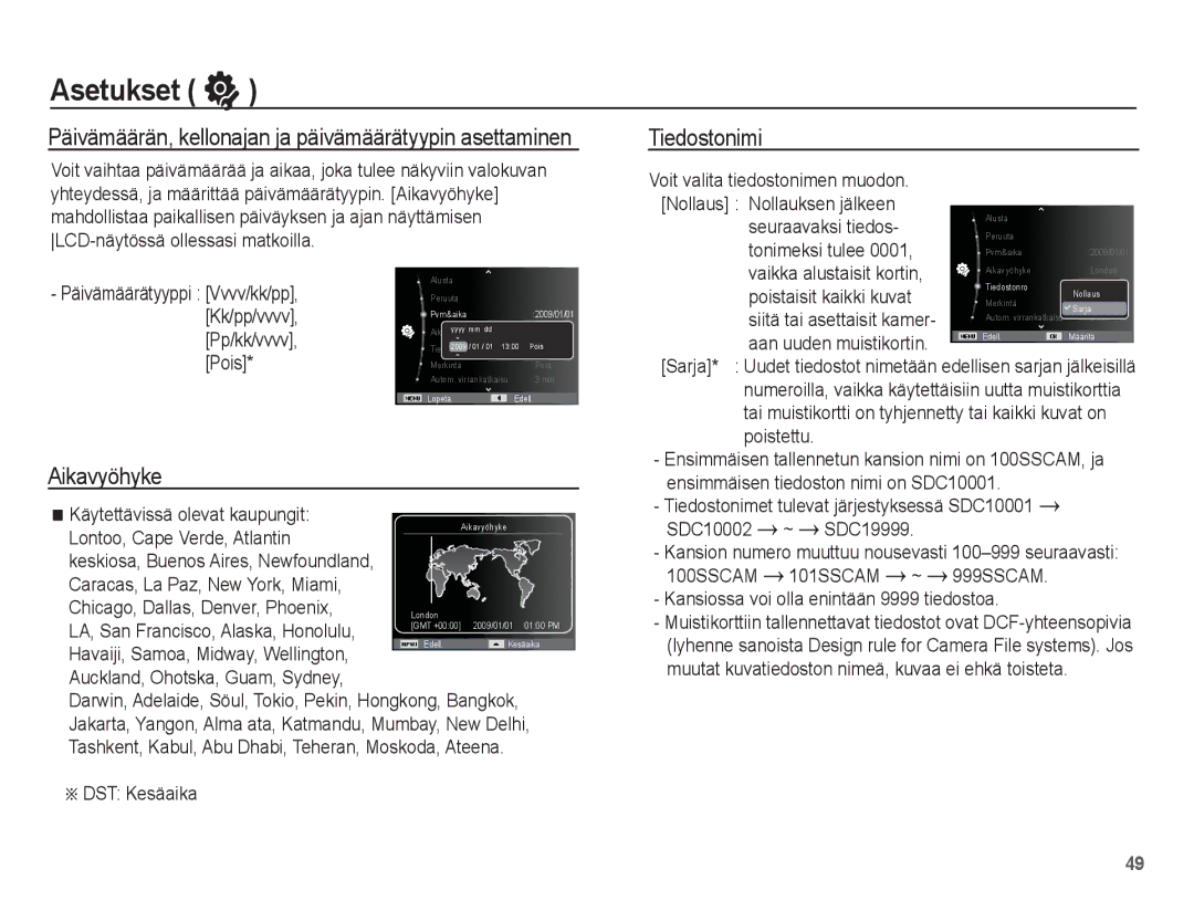 Samsung EC-ES15ZSBA/E2, EC-ES15ZBBA/E2, EC-ES15ZWBA/E2, EC-ES15ZPBA/E2 manual Aikavyöhyke, Tiedostonimi 