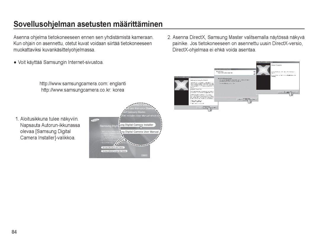 Samsung EC-ES15ZWBA/E2, EC-ES15ZBBA/E2 Sovellusohjelman asetusten määrittäminen, Voit käyttää Samsungin Internet-sivustoa 