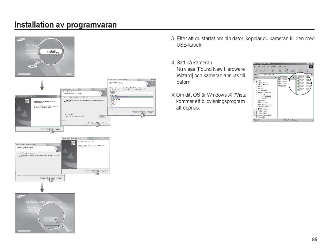 Samsung EC-ES15ZSBA/E2, EC-ES15ZBBA/E2, EC-ES15ZWBA/E2, EC-ES15ZPBA/E2 manual Installation av programvaran 