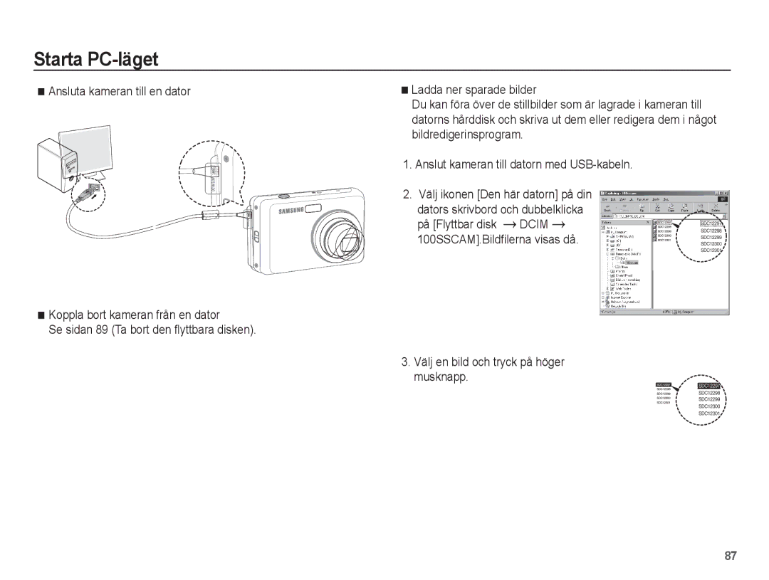 Samsung EC-ES15ZBBA/E2, EC-ES15ZWBA/E2, EC-ES15ZSBA/E2, EC-ES15ZPBA/E2 manual Välj en bild och tryck på höger musknapp 