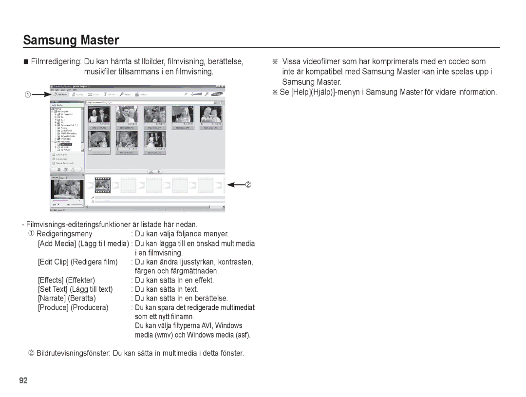 Samsung EC-ES15ZWBA/E2 manual En filmvisning, Edit Clip Redigera film, Färgen och färgmättnaden, Som ett nytt filnamn 