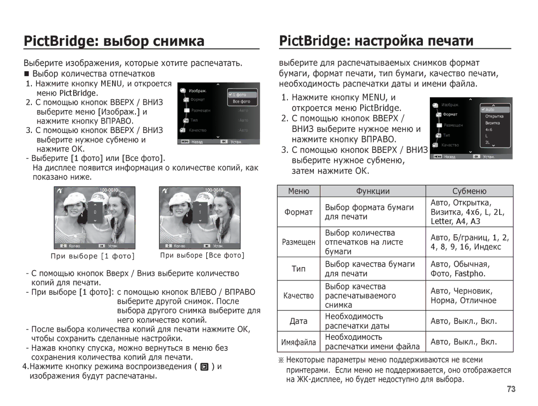 Samsung EC-ES15ZWBA/RU manual PictBridge ȕȈșȚȘȖȑȒȈ ȗȍȟȈȚȐ, ȔȍȕȦ PictBridge, Letter, A4, A3, 9, 16, ǰȕȌȍȒș, ǼȖȚȖ, Fastpho 