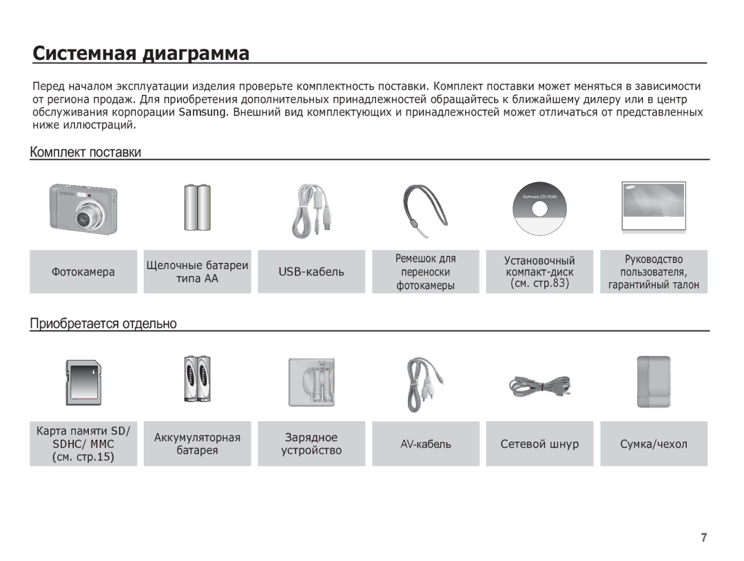 Samsung EC-ES15ZBBA/RU, EC-ES15ZSBA/RU, EC-ES15ZWBA/RU manual ǸȐșȚȍȔȕȈȧ ȌȐȈȋȘȈȔȔȈ, Ʉɨɦɩɥɟɤɬ ɩɨɫɬɚɜɤɢ, Ɉɪɢɨɛɪɟɬɚɟɬɫɹ ɨɬɞɟɥɶɧɨ 