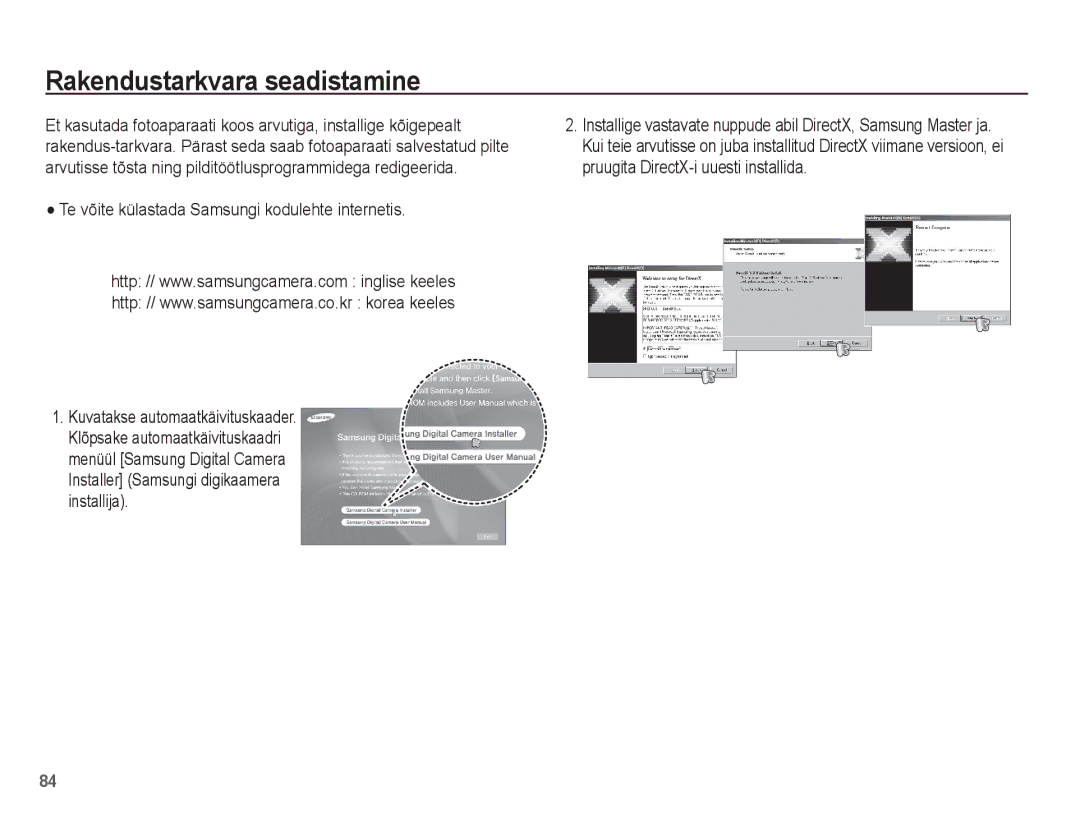 Samsung EC-ES15ZSBA/RU, EC-ES15ZBBA/RU manual Rakendustarkvara seadistamine 