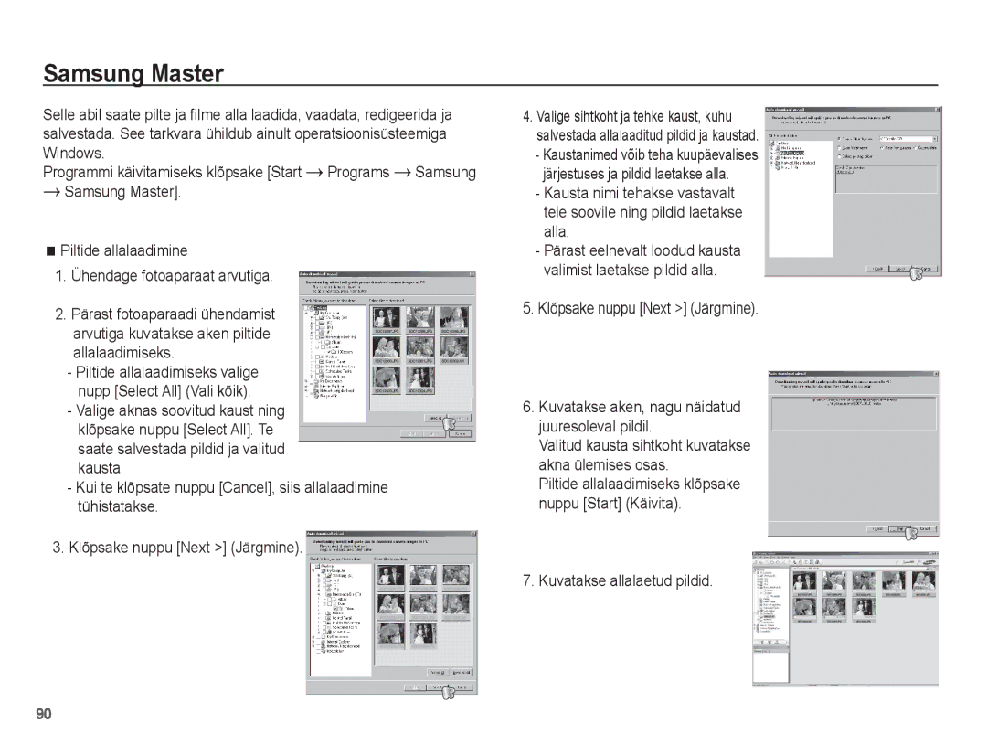 Samsung EC-ES15ZSBA/RU, EC-ES15ZBBA/RU manual Samsung Master, Kuvatakse allalaetud pildid 