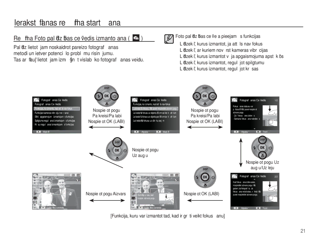 Samsung EC-ES15ZBBA/RU, EC-ES15ZSBA/RU manual Nospiežot pogu Uz augšu, Nospiežot pogu Uz Augšu/Uz leju, Nospiežot OK Labi 