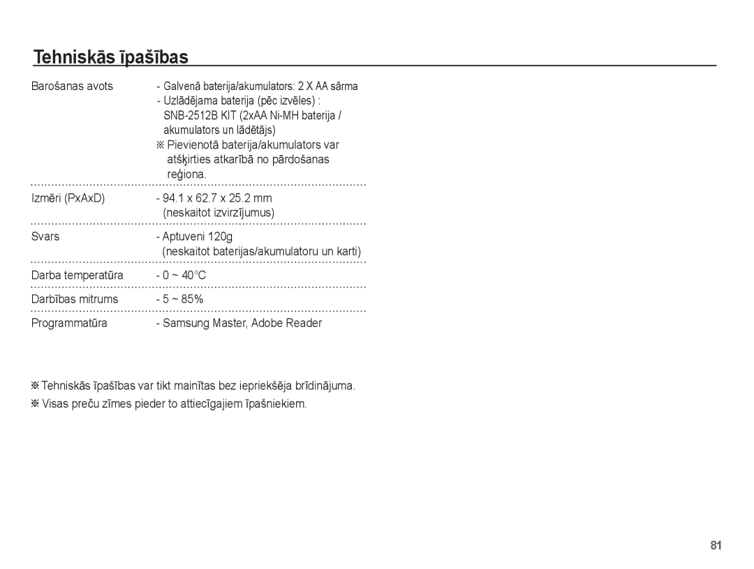 Samsung EC-ES15ZBBA/RU manual Barošanas avots, UzlƗdƝjama baterija pƝc izvƝles, Akumulators un lƗdƝtƗjs, ReƧiona, ~ 40C 