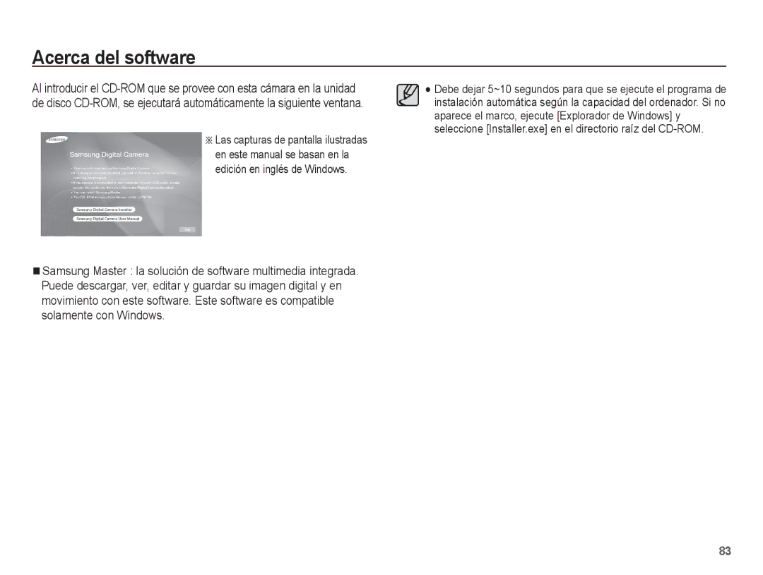 Samsung EC-ES15ZBBA/AU, EC-ES15ZPBA/AR, EC-ES15ZSBA/E1, EC-ES15ZPBA/E1, EC-ES15ZBBA/E1 manual Acerca del software 