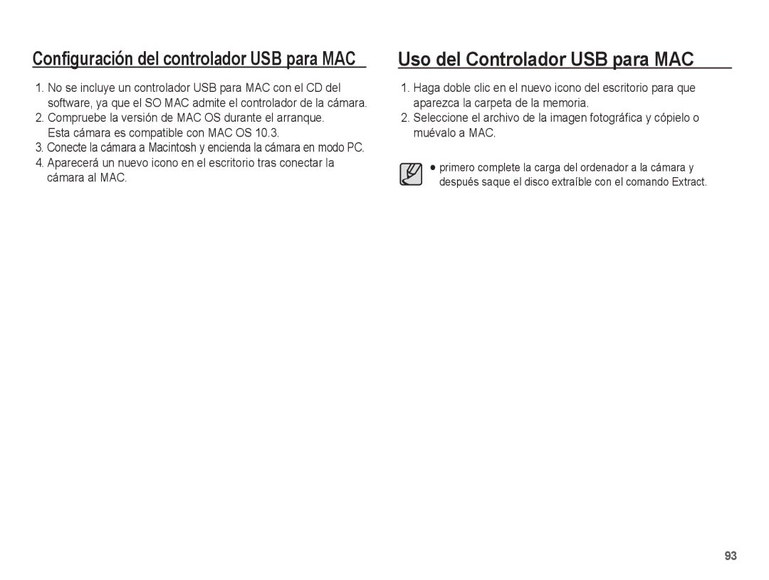 Samsung EC-ES15ZBBA/AU, EC-ES15ZPBA/AR manual Uso del Controlador USB para MAC, Configuración del controlador USB para MAC 