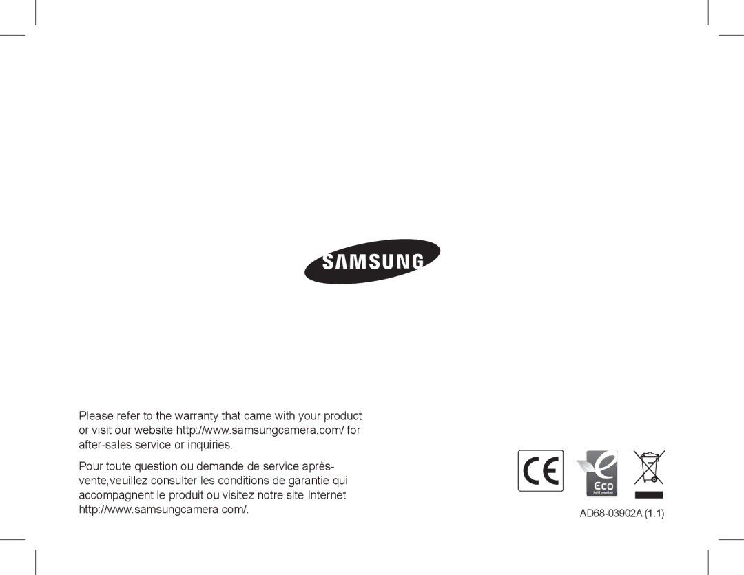 Samsung EC-ES15ZBBA/AR, EC-ES15ZPBA/FR, EC-ES15ZWBA/FR, EC-ES15ZSBA/FR, EC-ES15ZBBA/FR, EC-ES15ZWBA/IT manual AD68-03902A 