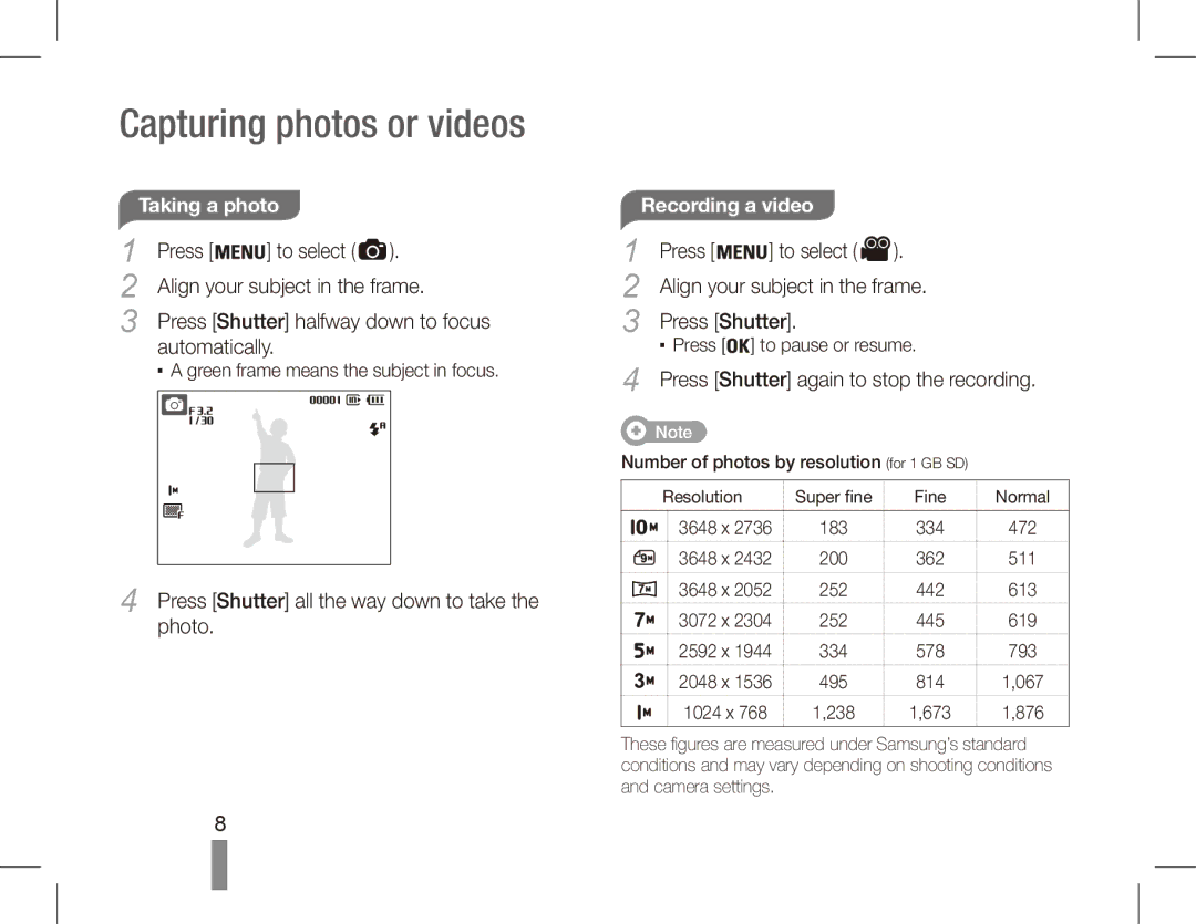 Samsung EC-ES15ZPBA/AR, EC-ES15ZPBA/FR manual Press To select Align your subject in the frame, Automatically, Taking a photo 