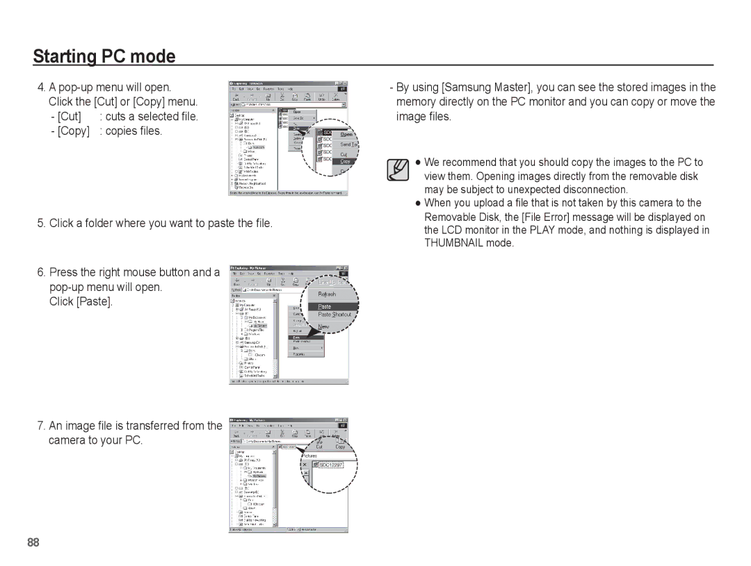 Samsung EC-ES15ZBBA/IT, EC-ES15ZPBA/FR, EC-ES15ZWBA/FR, EC-ES15ZSBA/FR Pop-up menu will open. Click the Cut or Copy menu 