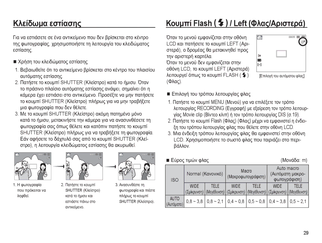 Samsung EC-ES15ZBBA/E3 ȀȜİȓįȦȝĮ İıĲȓĮıȘȢ, ȀȠȣȝʌȓ Flash / Left ĭȜĮȢ/ǹȡȚıĲİȡȐ, ĬȜĮȢ ǼʌȚȜȠȖȒ ĲȠȣ ĲȡȩʌȠȣ ȜİȚĲȠȣȡȖȓĮȢ ĳȜĮȢ 