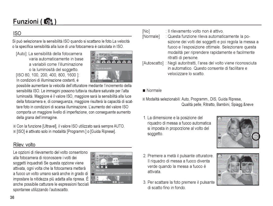 Samsung EC-ES15ZPBA/IT, EC-ES15ZWBA/IT, EC-ES15ZSBA/IT, EC-ES15ZBBA/IT manual Rilev. volto 