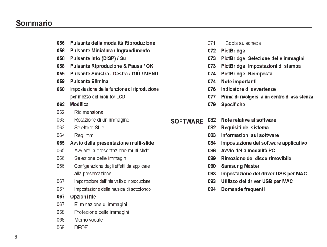 Samsung EC-ES15ZBBA/IT, EC-ES15ZWBA/IT, EC-ES15ZPBA/IT, EC-ES15ZSBA/IT manual Software 