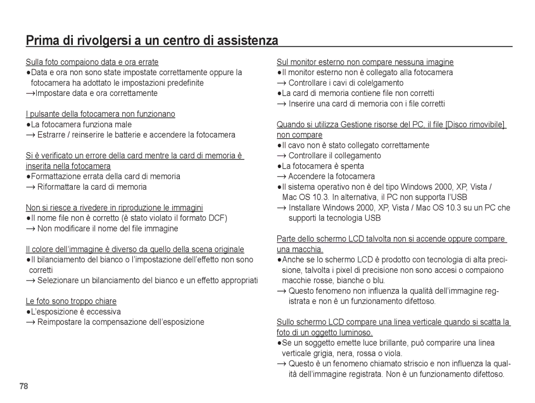 Samsung EC-ES15ZBBA/IT, EC-ES15ZWBA/IT Reimpostare la compensazione dell’esposizione, Controllare i cavi di colelgamento 