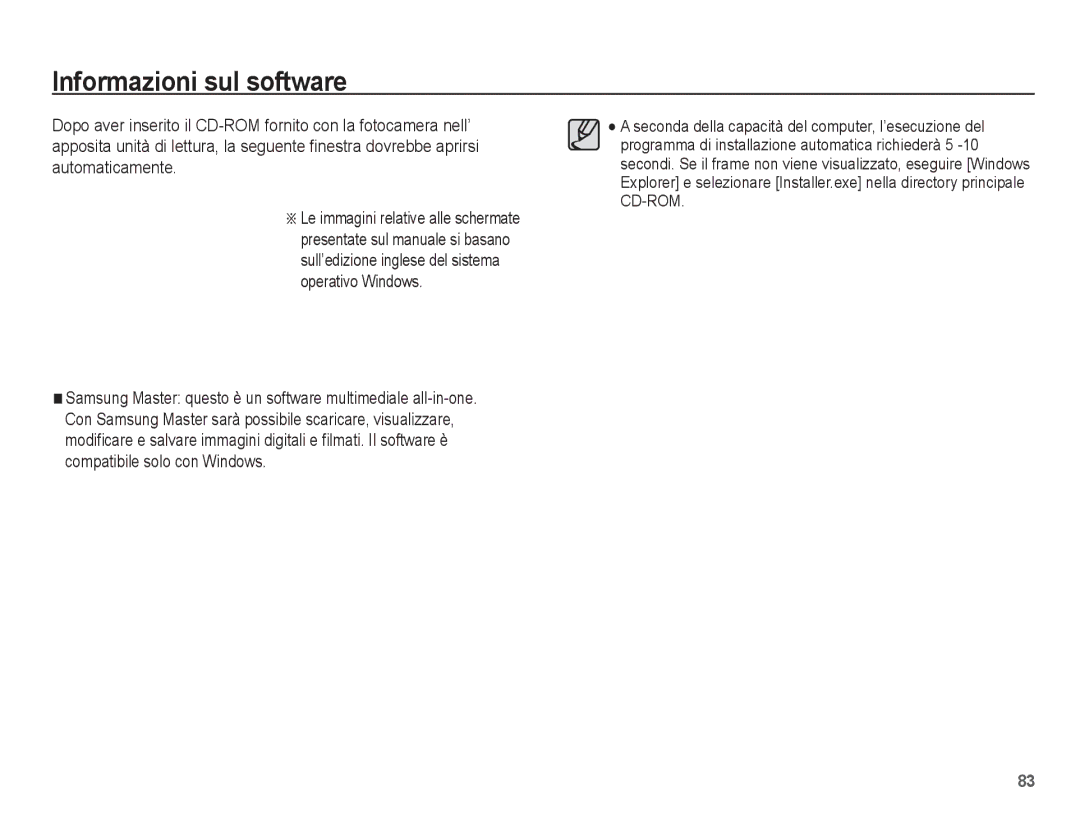 Samsung EC-ES15ZWBA/IT, EC-ES15ZPBA/IT, EC-ES15ZSBA/IT, EC-ES15ZBBA/IT manual Informazioni sul software 