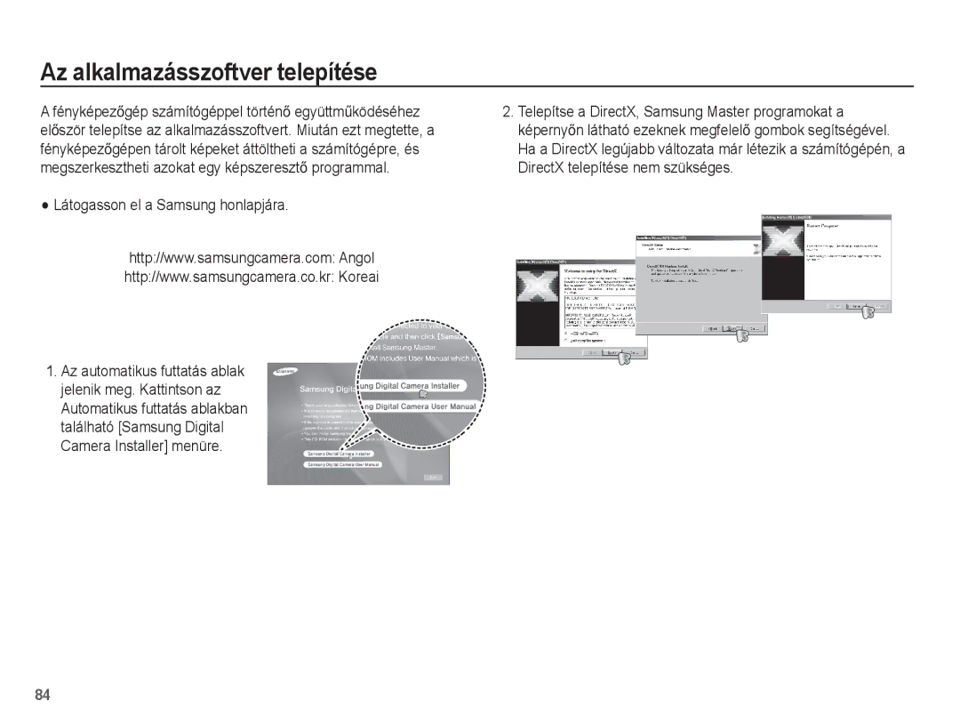 Samsung EC-ES15ZSBA/E3, EC-ES15ZWBA/IT, EC-ES15ZSBA/IT Az alkalmazásszoftver telepítése, Látogasson el a Samsung honlapjára 