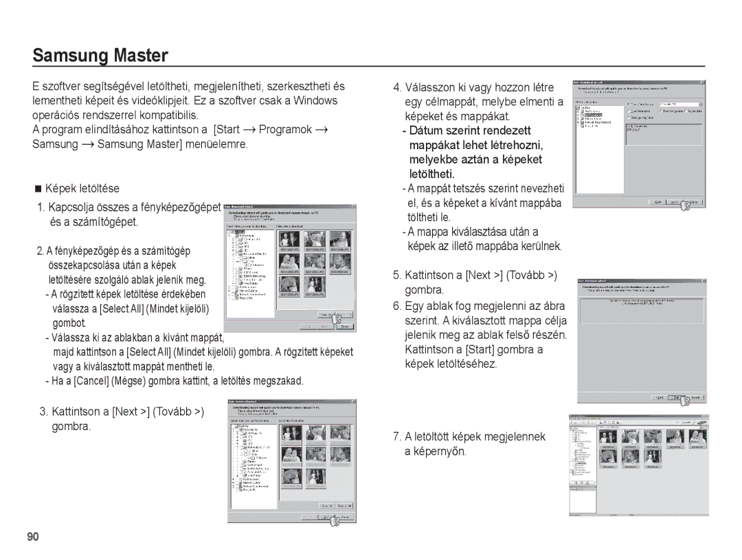 Samsung EC-ES15ZWBA/IT, EC-ES15ZSBA/IT, EC-ES15ZBBA/IT, EC-ES15ZSBA/E1, EC-ES15ZPBA/E1 manual Samsung Master, Képek letöltése 