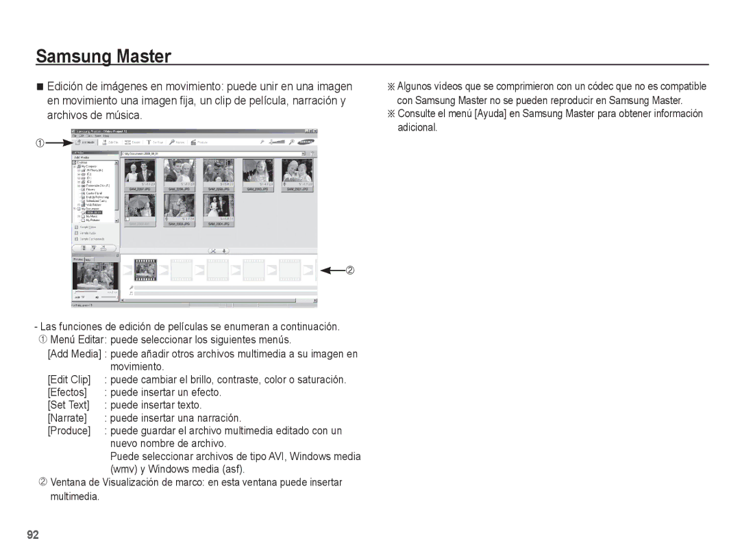 Samsung EC-ES17ZZBASE1, EC-ES17ZZBABCO manual Edit Clip, Nuevo nombre de archivo, Wmv y Windows media asf 