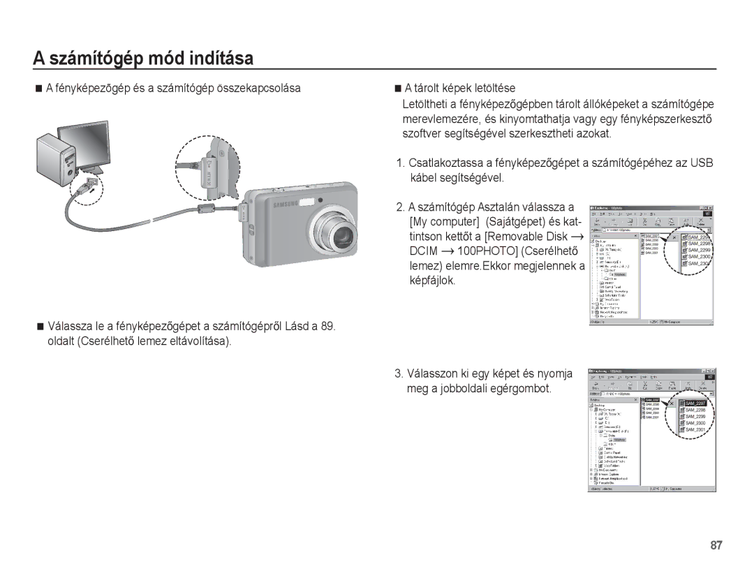 Samsung EC-ES19ZZBAPE2, EC-ES17ZZBABE1, EC-ES17ZZBABIT manual Válasszon ki egy képet és nyomja meg a jobboldali egérgombot 