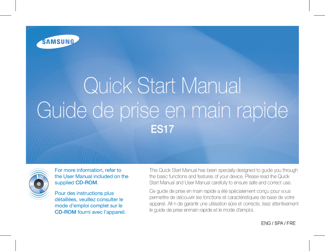 Samsung EC-ES17ZZBASIT, EC-ES17ZZBABE1, EC-ES17ZZBABIT, EC-ES17ZZDAPAS, EC-ES17ZZBASSA manual Quick Start Manual 