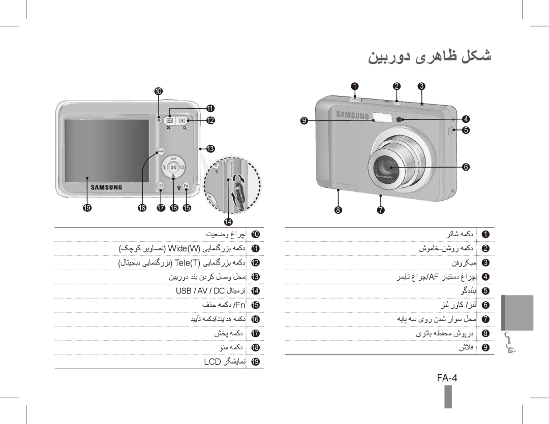 Samsung EC-ES17ZZBABE1, EC-ES17ZZBASIT, EC-ES17ZZBABIT, EC-ES17ZZDAPAS, EC-ES17ZZBASSA, EC-ES17ZZDABME نیبرود یرهاظ لکش, FA-4 